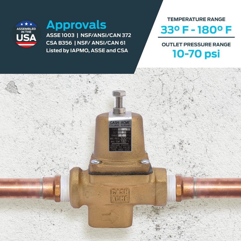 Cash Acme 3/4 Inch EB75 FPT x FPT Pressure Regulator Valve (PRV), 5 PSI, 20662-0005 - Image 4